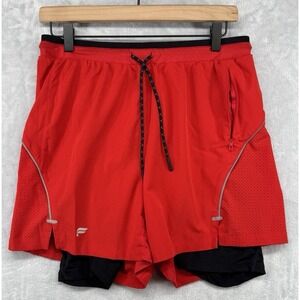 Fabletics Kadence Shorts 5" Inseam Lined Red Black Men's Size‎ Medium M